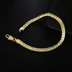 Plata de Ley 925, oro de 18 quilates, pulseras de cadena de 6MM, collar para mujeres y hombres, conjuntos de joyería para fiesta y boda, regalos 6