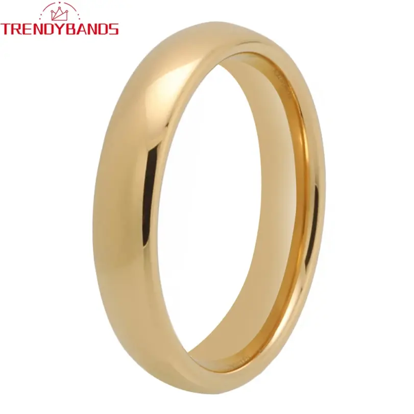 Anillos de carburo de tungsteno para boda, Color dorado clásico, 2mm, 3mm, 4mm y 5mm, joyería de regalo, banda pulida con cúpula 2