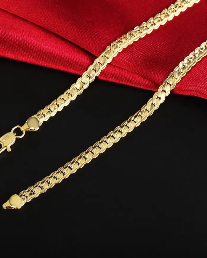 ✨ Collar "Full Gloss Curb 5mm" – Plata .925 y Oro 18K Luxury 2