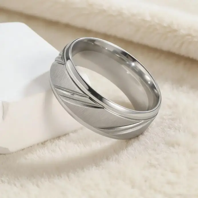 Anillos de acero inoxidable de 8MM de ancho para mujeres y hombres, color plateado, sencillos, redondos, para parejas, anillos de boda, regalos de joyería para fiestas de compromiso 1