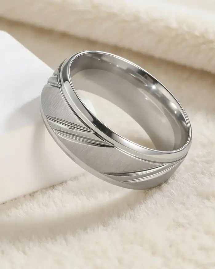 Anillos de acero inoxidable de 8MM de ancho para mujeres y hombres, color plateado, sencillos, redondos, para parejas, anillos de boda, regalos de joyería para fiestas de compromiso 1