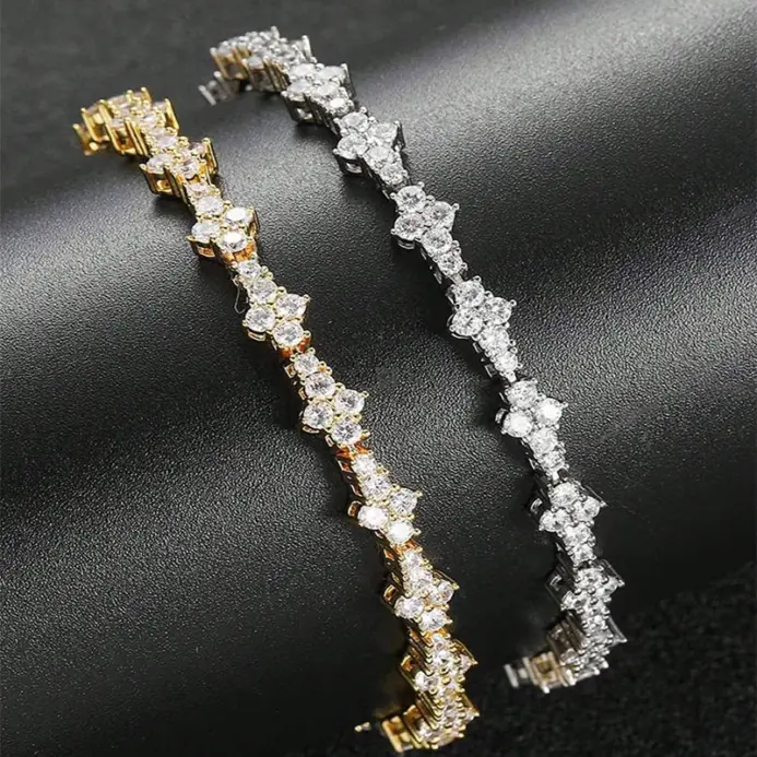 Pulsera de circonia cúbica con estrella de piedra redonda, joyería de Hip-Hop para hombres, accesorio de moda elegante brillante, regalo clásico para cumpleaños 1