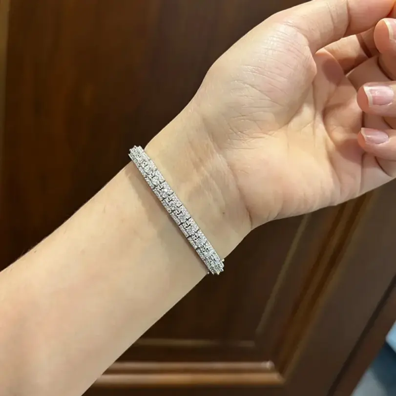 Pulsera de tenis de lujo de moissanita completa de 3 mm, 100% Plata S925, D Color VVS1, Diamante de laboratorio, Cadena de mano, Joyería fina para fiesta, Regalo 6