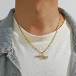 Collar de lujo con colgante exquisito de oro puro 24K 9999 con diamantes, estilo hip-hop para hombre. 5