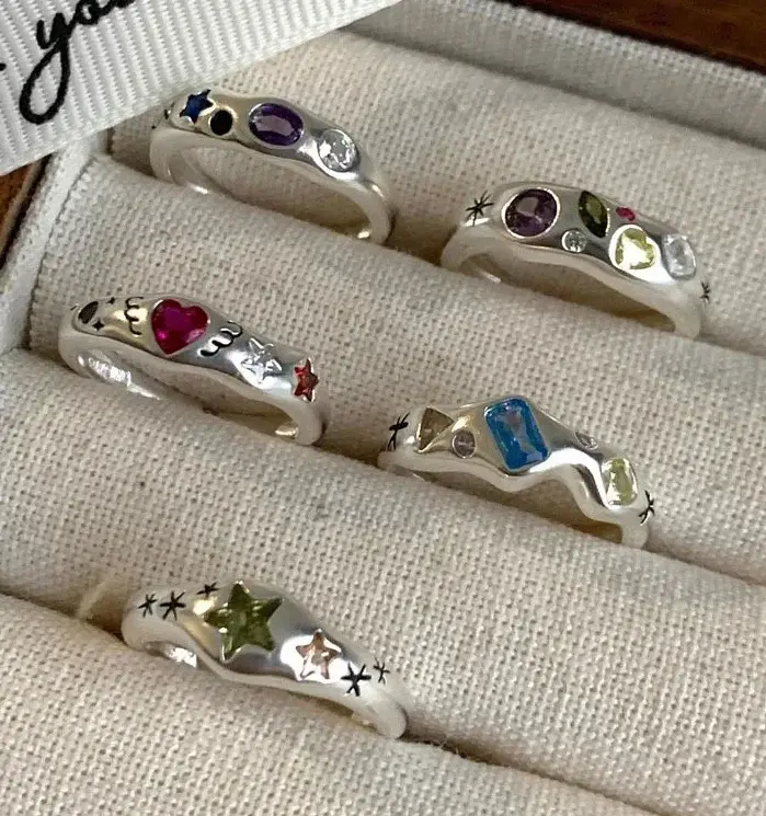 Anillos redondos de circón colorido para mujer, Plata de Ley 925 auténtica, joyería fina con apertura minimalista, accesorios modernos y dulces 1