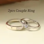 Anillos de pareja de Príncipe Rosa de Color plateado para mujeres y hombres, nueva moda, anillo para amantes del compromiso del amor para siempre, regalos de joyería para el Día de San Valentín 3