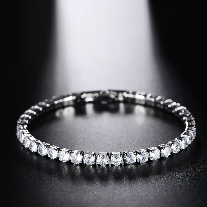 Pulsera de tenis de circón con microincrustaciones de 4mm para mujer, pulsera para hombre, accesorios de joyería para hombre, 5