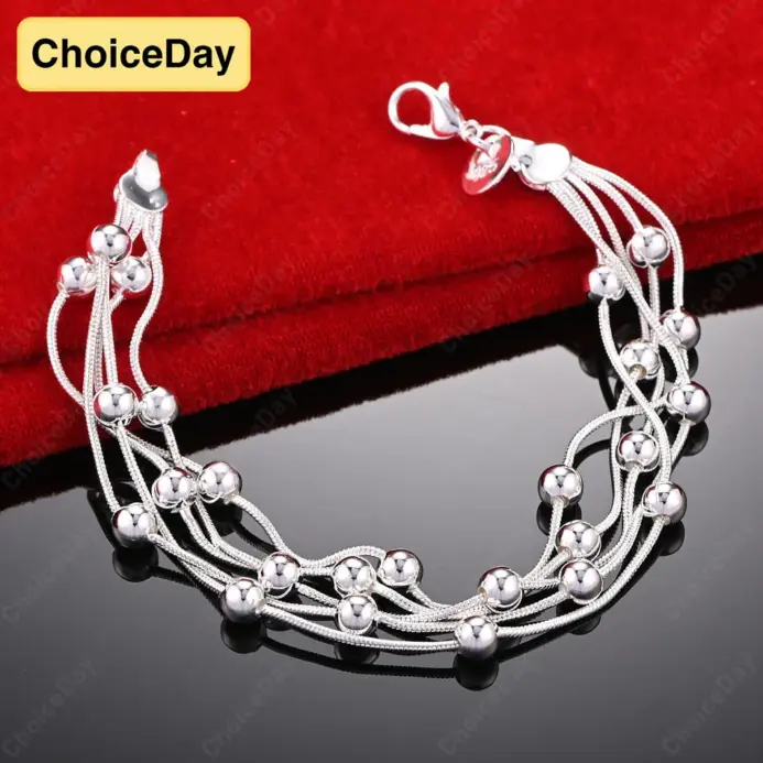 ChoiceDay-pulsera de cuentas de Plata de Ley 925 para mujer, abalorio de 8 pulgadas y 20cm, accesorios para fiesta, regalo de boda 1