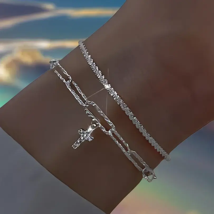 6 uds. Pulseras de diamantes de imitación de Plata de Ley 925 para mujeres y niñas, pulseras con dijes de cielo estrellado brillante coreano de lujo, joyería de fiesta 6