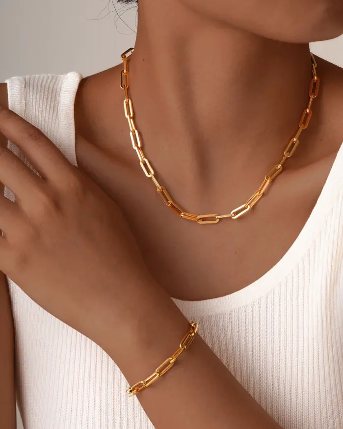 ⛓️ Set "Urban Gold" – Conjunto de Collar y Pulsera en Acero 100% Waterproof 2