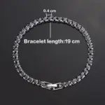 Pulsera de tenis de circón con microincrustaciones de 4mm para mujer, pulsera para hombre, accesorios de joyería para hombre, 4