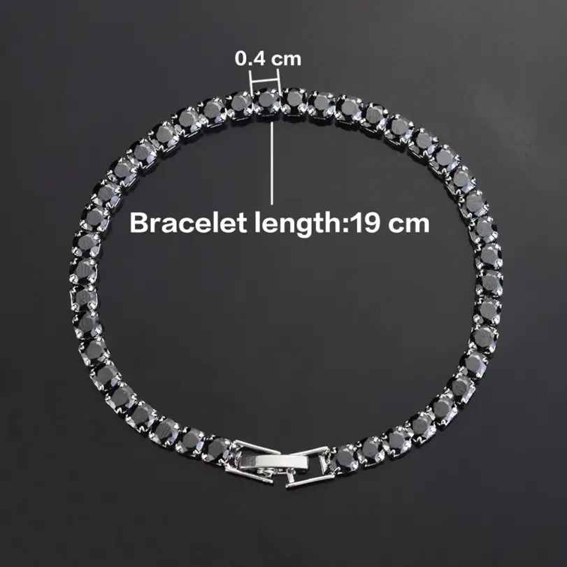 Pulsera de tenis de circón con microincrustaciones de 4mm para mujer, pulsera para hombre, accesorios de joyería para hombre, 4