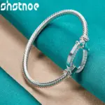 brazaletes de cuerda anudados de Plata de Ley 925 para mujer, joyería de moda para fiesta de cumpleaños y boda, regalos para mujer 5