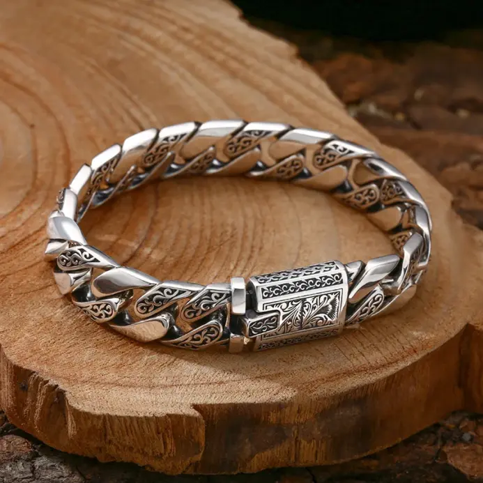 S925 plata esterlina atemporal vid guirnalda hebilla Retro Punk tanque pulsera joyería creatividad regalo precio de fábrica 2