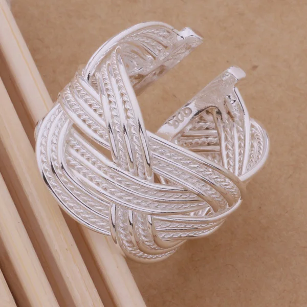 Anillos plateados de alta calidad, joyería de moda, venta al por mayor, WR-235 1
