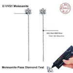 Pendientes NeeTim de moissanita de 1 quilate, plata de ley S925 chapada con línea de alambre de oreja de oro blanco, pendiente de gota, aro, joyería fina de boda 6