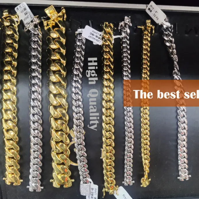 Pulsera de cadena de eslabones cubanos Miami chapada en oro de 18 quilates de 22 mm Moda para hombres 1