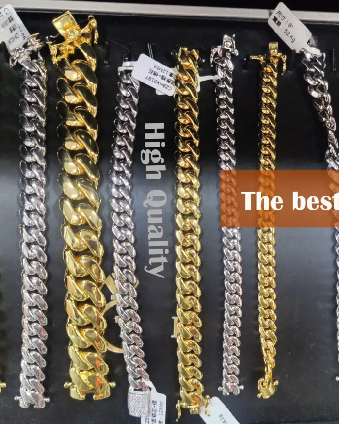 Pulsera de cadena de eslabones cubanos Miami chapada en oro de 18 quilates de 22 mm Moda para hombres 1
