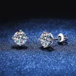 pendientes de moissanita de 2 quilates para mujer y hombre, aretes con rosca, plata maciza 925 con joyería chapada en oro blanco 4