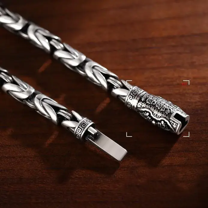 🦾 Pulsera "Thai Security Weave" – Plata Retro & Estilo Hip-Hop 2