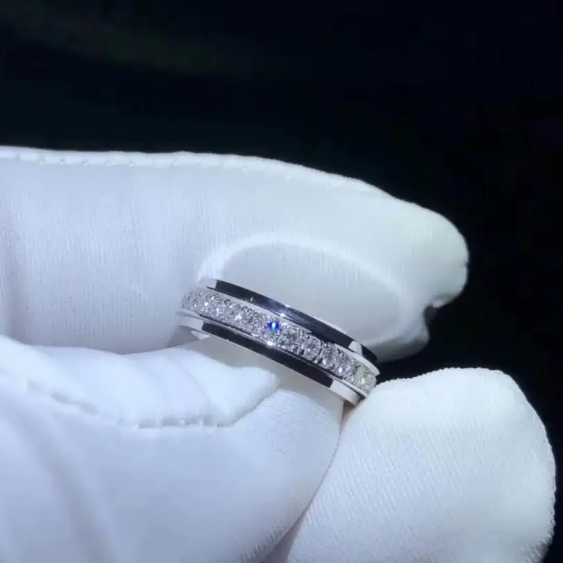 Anillo Buyee de Plata de Ley 925 para parejas, anillo de circón blanco, anillo de dedo para mujeres y hombres, joyería fina clásica de boda a la moda, círculo 3