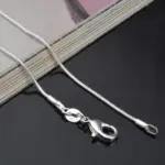 Collar de plata de ley 925 para mujer, joyería de plata de moda, cadena de serpiente, collar de 1mm, 16, 18, 20, 22 y 24 4