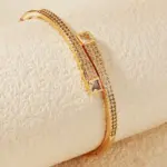 Pulsera Simple con tachuelas para mujer, brazalete clásico con apertura de cobre y circonio, joyería diaria, accesorios como regalo 4