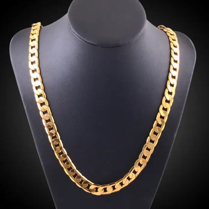 Oferta especial, collares de oro de 18 quilates, sello 925, color plata, cadena lateral clásica de 8MM para hombres y mujeres, joyería fina para fiesta de boda 2