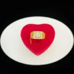 Golden Shop Anillo para hombre del mismo estilo con extremo cerrado, conjunto de diamantes, regalo de cumpleaños para fiesta, oro real 9999 de 24 quilates 3