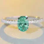 ‌ Elegante Anillo de Plata de Ley S925 para Mujer con Piedra Central Ovalada de 1 Ct y Detalles Redondos, Regalo de Compromiso, Boda o Aniversario 4