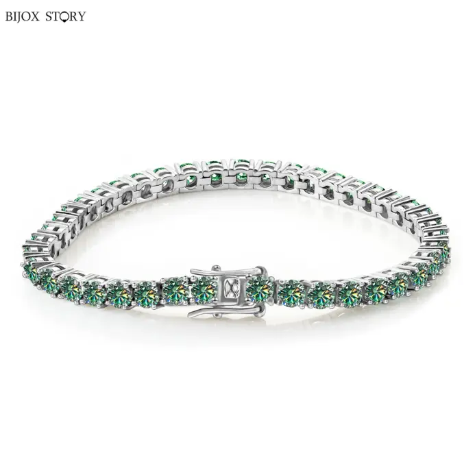 BIJOX STORY-pulsera de tenis de moissanita para hombre y mujer, brazalete de diamante completo GRA, chapado en plata 925, joyería de fiesta de boda de 18k, 3mm 1