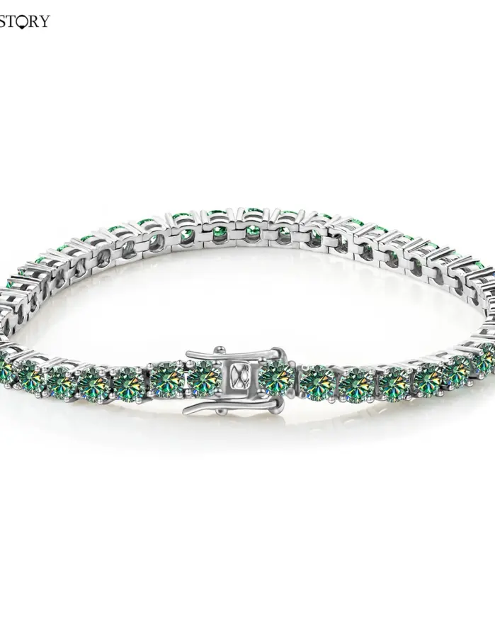 BIJOX STORY-pulsera de tenis de moissanita para hombre y mujer, brazalete de diamante completo GRA, chapado en plata 925, joyería de fiesta de boda de 18k, 3mm 1