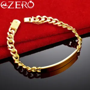 pulsera de cadena lateral de 8MM con geometría de oro de 18K para mujer y hombre, dijes de moda, regalo de joyería para fiesta de compromiso y boda 1