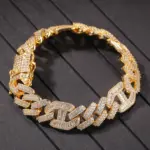 Lujo 24K 9999 oro puro oro real 3 a 1 pulsera hipster hip hop pulsera cubana con tachuelas de hip hop 5