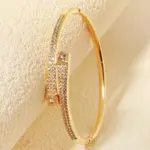 Pulsera Simple con tachuelas para mujer, brazalete clásico con apertura de cobre y circonio, joyería diaria, accesorios como regalo 3