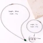 Collar azul claro de circonia cúbica con forma de gota de agua y cadena helada de alta calidad para mujer, joyería para fiesta y boda chapada en oro de 18 quilates 6