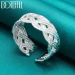 brazalete de red entrelazada de Plata de Ley 925 de 27mm para mujer, joyería de fiesta con abalorio de moda para compromiso de boda 3