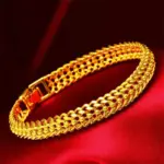 Pulsera Ultra Bold para Hombre Oro 24K AU999 - Diseño Ultra Audazgo muestra el carisma, oro puro 24K/AU999, aura constante para hombres 1