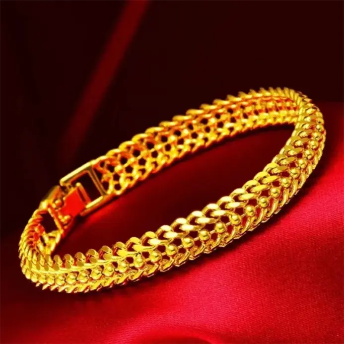Pulsera Ultra Bold para Hombre Oro 24K AU999 - Diseño Ultra Audazgo muestra el carisma, oro puro 24K/AU999, aura constante para hombres 1