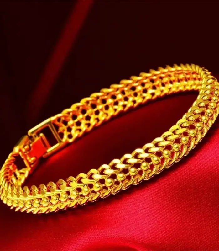 Pulsera Ultra Bold para Hombre Oro 24K AU999 - Diseño Ultra Audazgo muestra el carisma, oro puro 24K/AU999, aura constante para hombres 1