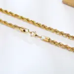 collares delicados de cadena de cuerda de Color dorado para mujeres y hombres, Collar trenzado elegante, eslabón de acero inoxidable resistente al agua de 2/3/4/5mm de ancho 6