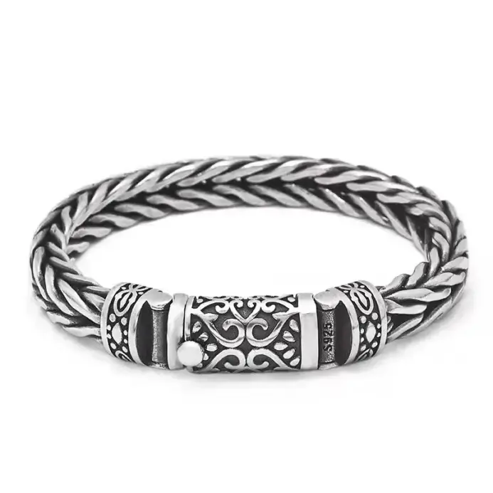 🦾 Pulsera "Thai Heritage Rope 5mm" – Plata Artesanal de Estilo Dominante 1