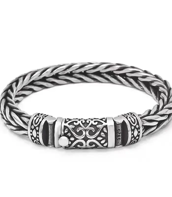 🦾 Pulsera "Thai Heritage Rope 5mm" – Plata Artesanal de Estilo Dominante 1