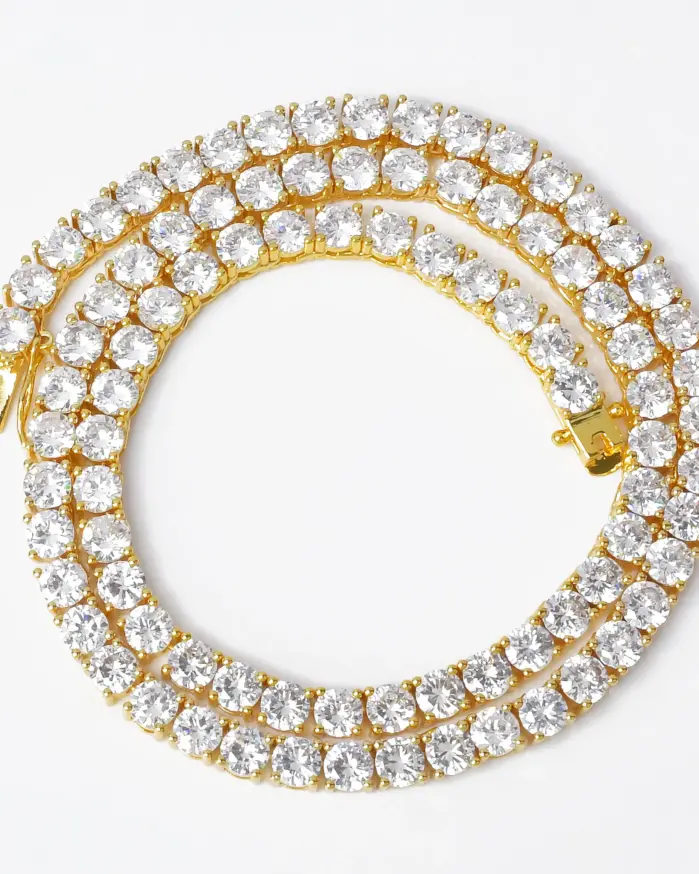 Cadena de tenis para hombre, collar chapado en oro Real, joyería de Hip Hop Rock Street, dijes helados, artículos de envío gratis, Navidad 2