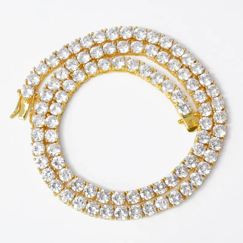 Cadena de tenis para hombre, collar chapado en oro Real, joyería de Hip Hop Rock Street, dijes helados, artículos de envío gratis, Navidad 2