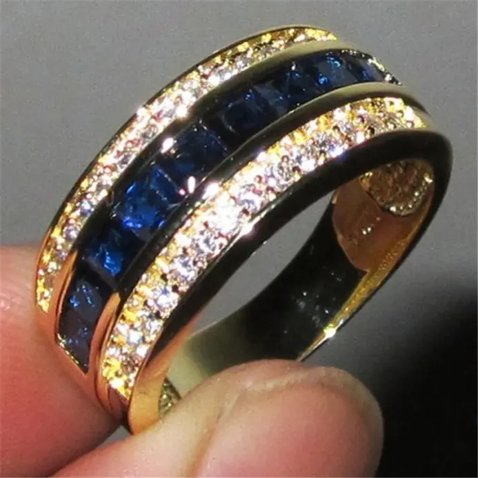 Anillo de zafiro de Diamante Real para mujer, joyería de oro de 18k, Bague o Jaune, Anillos de oro 1