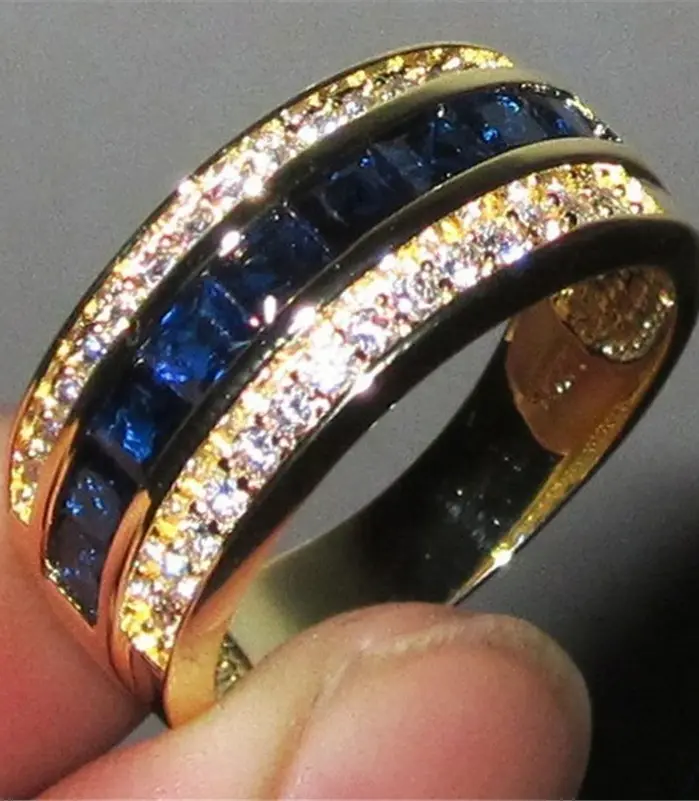 Anillo de zafiro de Diamante Real para mujer, joyería de oro de 18k, Bague o Jaune, Anillos de oro 1