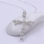 Collar de cristal de Plata de Ley 925 de 45cm, dijes de boda para mujer, joyería de moda noble, cruz clásica, bonito regalo 4