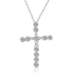 Collar de cristal de Plata de Ley 925 de 45cm, dijes de boda para mujer, joyería de moda noble, cruz clásica, bonito regalo 2