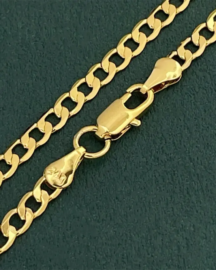 Collar Cubano Geométrico Unisex de Oro Puro 24K 9999 de Lujo para Hombre y Mujer, 4MM 60CM 1
